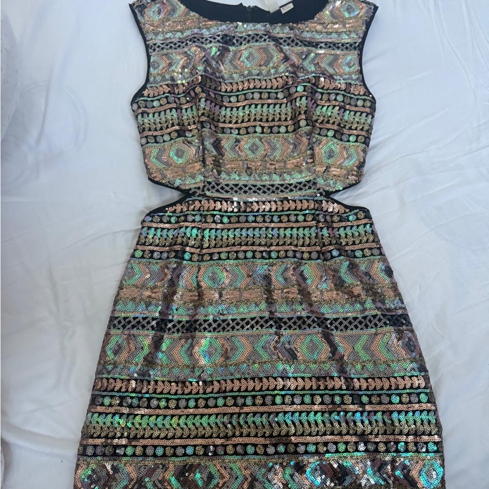 Sequin Patterned Dress - Multicolor - image 1